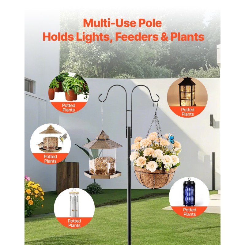 Lintujen ruokintapylväs Q195 hiiliteräs 2743 mm 2 koukkua 8 kpl