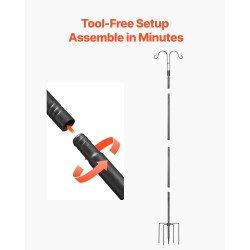 Lintujen ruokintapylväs Q195 hiiliteräs 2743 mm 2 koukkua 8 kpl