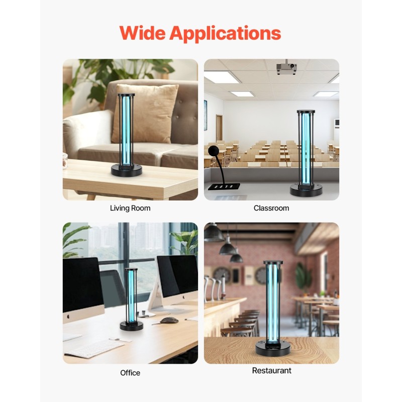 UV-C ja otsonivalaisin 36W ABS-muovi kauko-ohjaimella kolmitasoinen ajastin