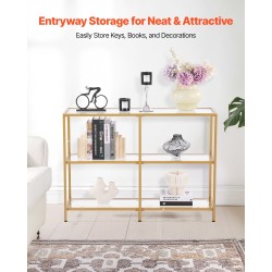 Konsolipöytä 3-tasoinen karkaistu lasi metallirunko eteiseen