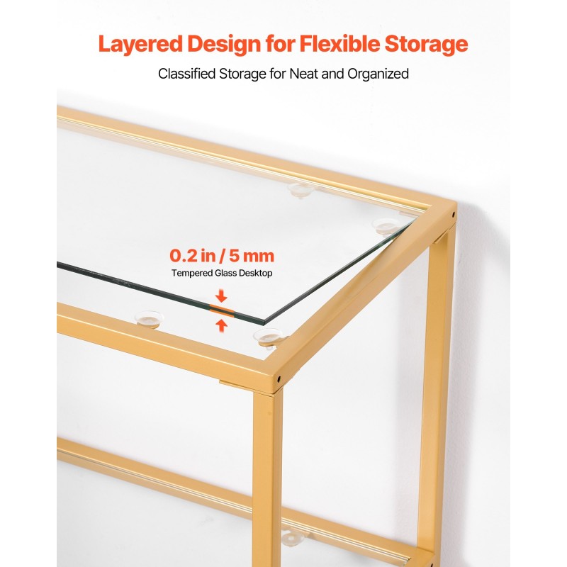 Konsolipöytä 3-tasoinen karkaistu lasi metallirunko eteiseen