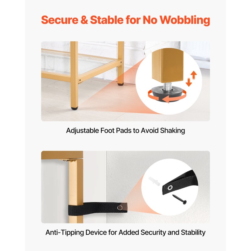 Konsolipöytä 3-tasoinen karkaistu lasi metallirunko eteiseen