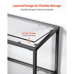 Konsolipöytä 3-kerroksinen rautaputki karkaistu lasi 100 x 30 x 72,9 cm eteiseen