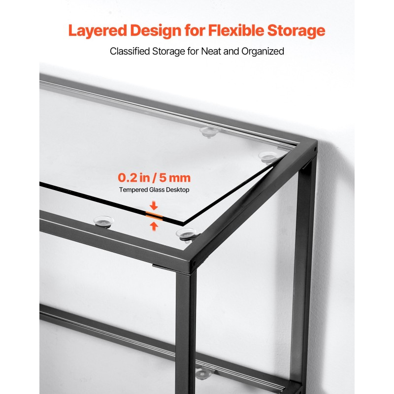 Konsolipöytä 3-kerroksinen rautaputki karkaistu lasi 100 x 30 x 72,9 cm eteiseen