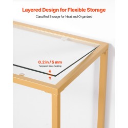 Konsolipöytä karkaistusta lasista metallirunkoinen kaksitasoinen kultainen seinäkiinnikkeellä