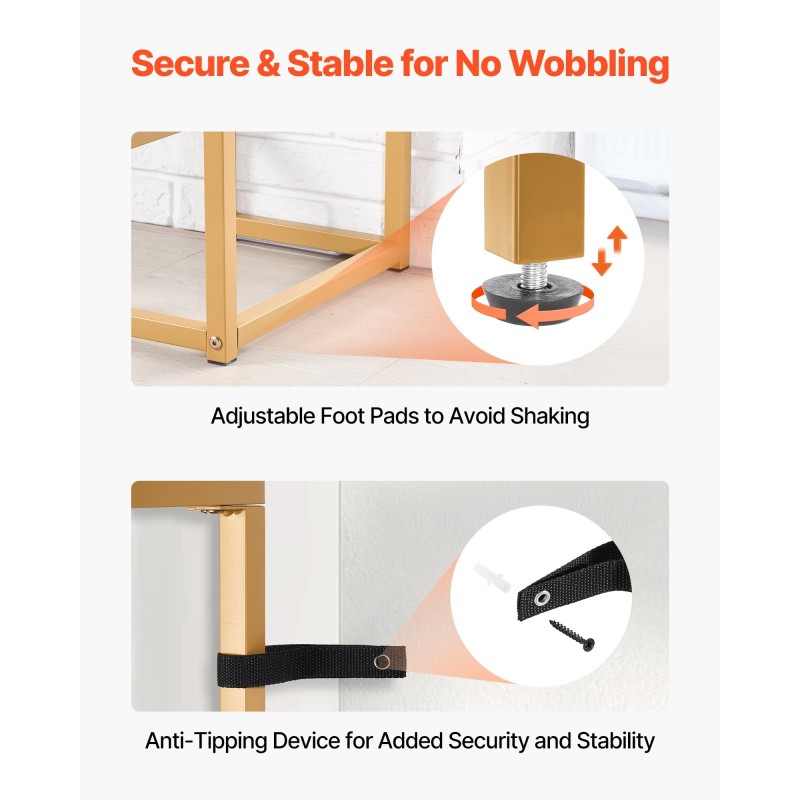 Konsolipöytä karkaistusta lasista metallirunkoinen kaksitasoinen kultainen seinäkiinnikkeellä