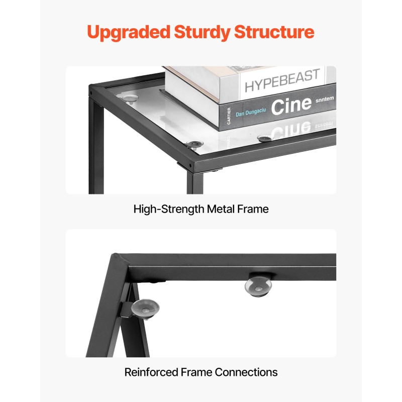 Lasinen 2-tasoinen konsolipöytä karkaistu lasi metallirunko eteiseen