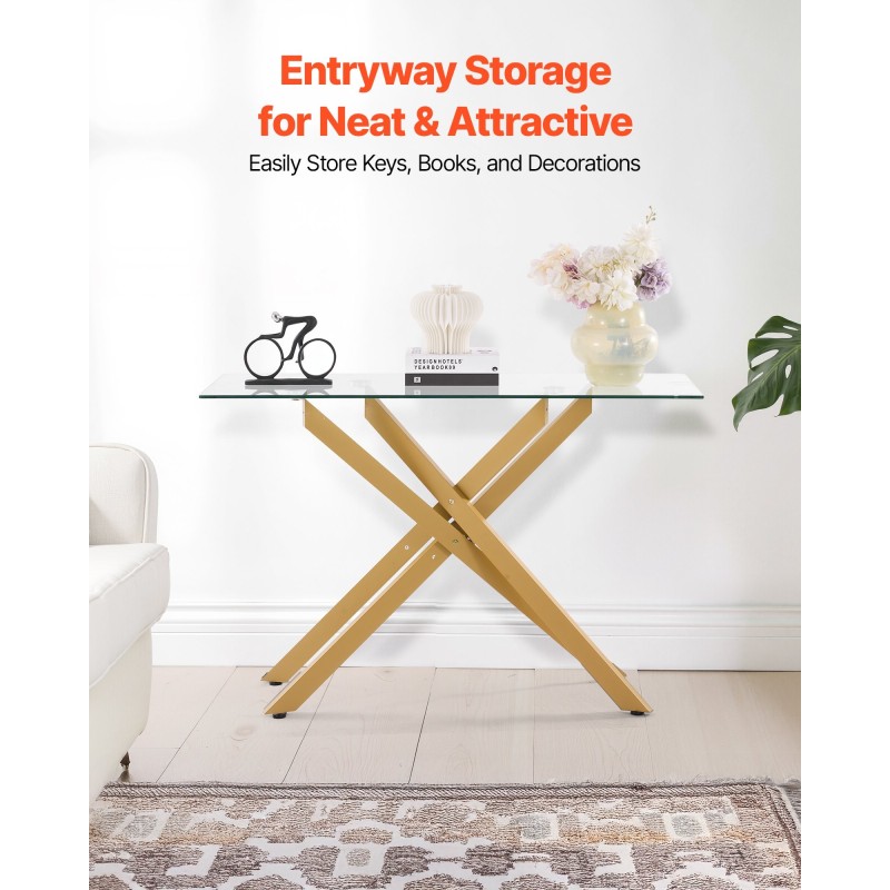 Lasinen sivupöytä karkaistulla lasikannella kultaisella metallirungolla olohuoneeseen