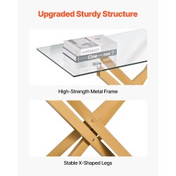 Lasinen sivupöytä karkaistulla lasikannella kultaisella metallirungolla olohuoneeseen