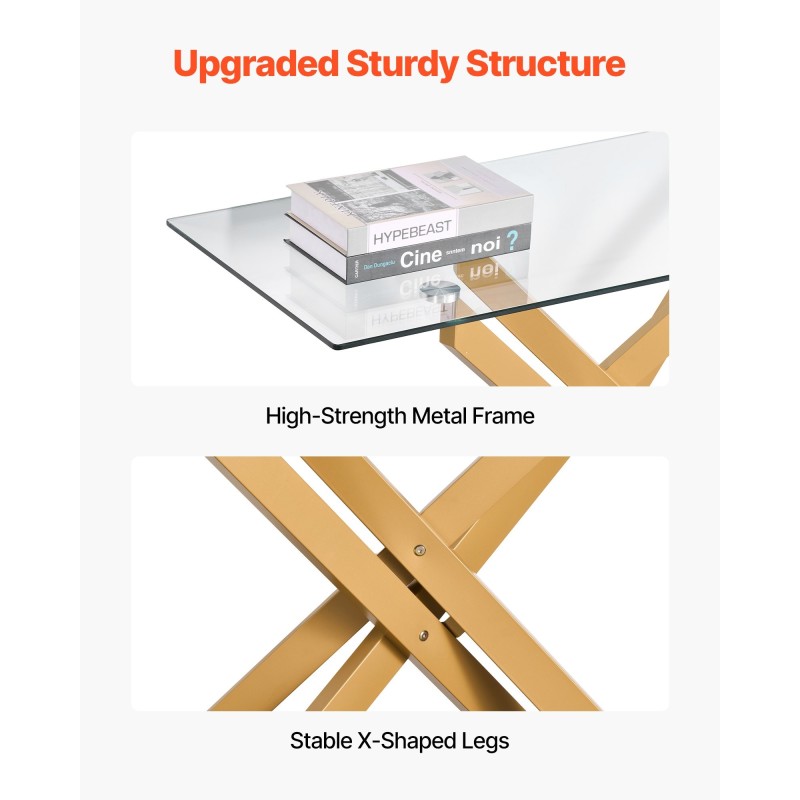 Lasinen sivupöytä karkaistulla lasikannella kultaisella metallirungolla olohuoneeseen