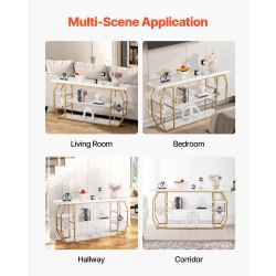 Konsolipöytä 3-tasoinen rautarunko keinotekoinen marmorikansi 180x35x91 cm