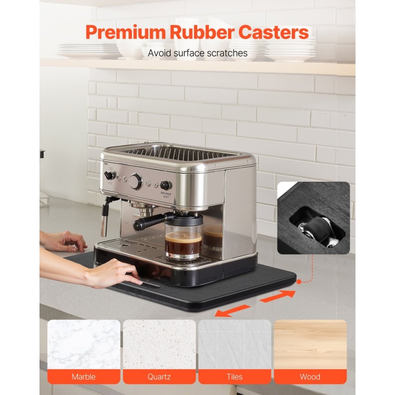 Liukualusta keittiölaitteille puulevy 330×406 mm musta 18 kg