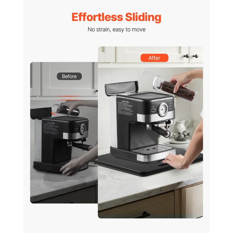 Liukualusta keittiölaitteille puulevy 330×406 mm musta 18 kg