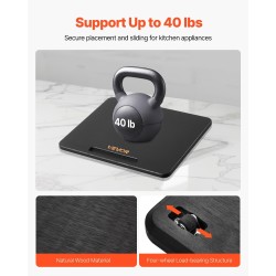 Keittiön liukutaso puulevy 267×330 mm musta 18 kg kantava kumipyörillä