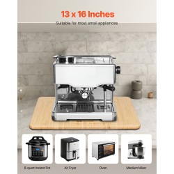 Keittiölaitteiden liukualusta luonnonpuusta kumipyörillä 330 x 406 mm 18,14 kg