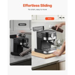 Keittiölaitteiden liukualusta luonnonpuusta kumipyörillä 330 x 406 mm 18,14 kg