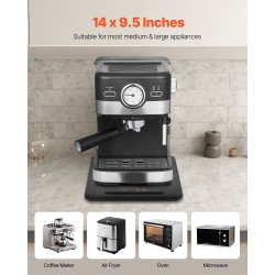 Keittiölaitteiden liukualusta 356 x 241 millimetriä musta 18 kilon kantavuus kumipyörillä kahvalla