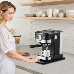 Keittiölaitteiden liukualusta 356 x 241 millimetriä musta 18 kilon kantavuus kumipyörillä kahvalla