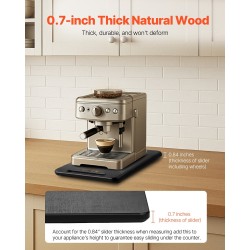 Liukualusta keittiölaitteille puulevy 406×305 mm kantavuus 18 kg pehmeät kumipyörät musta