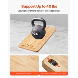 Työtasoalusta luonnonpuinen kumipyörillä koko 368x191x21 mm 18 kg kantavuus