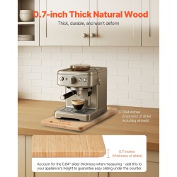 Liukulevy keittiökoneille luonnonpuu 406 x 305 mm kumipyörillä 18 kg kantavuus