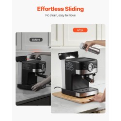 Liukulevy keittiökoneille luonnonpuu 406 x 305 mm kumipyörillä 18 kg kantavuus