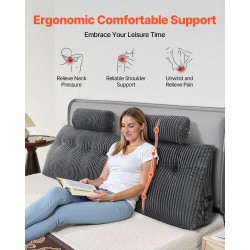 King size -kokoinen samettinen kiilatyyny sängynpäätyyn harmaa