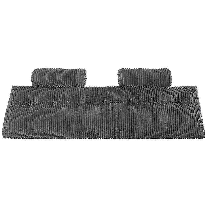 King size -kokoinen samettinen kiilatyyny sängynpäätyyn harmaa