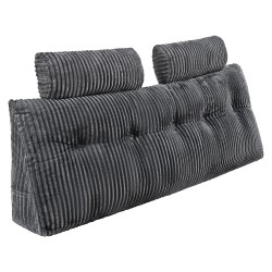 Kiilatyyny sängynpäätyyn queen kokoinen irrotettava pestävä samettipäällinen kuituvaahtotäyte harmaa 2 niskatyynyä