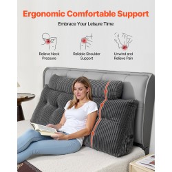 Kiilatyyny sängynpäätyyn queen-kokoinen irrotettava pestävä samettipäällinen kuituvaahtotäyte harmaa 2 niskatyynyä