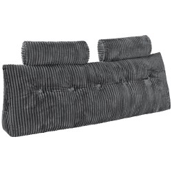 Kiilatyyny sängynpäätyyn queen-kokoinen irrotettava pestävä samettipäällinen kuituvaahtotäyte harmaa 2 niskatyynyä