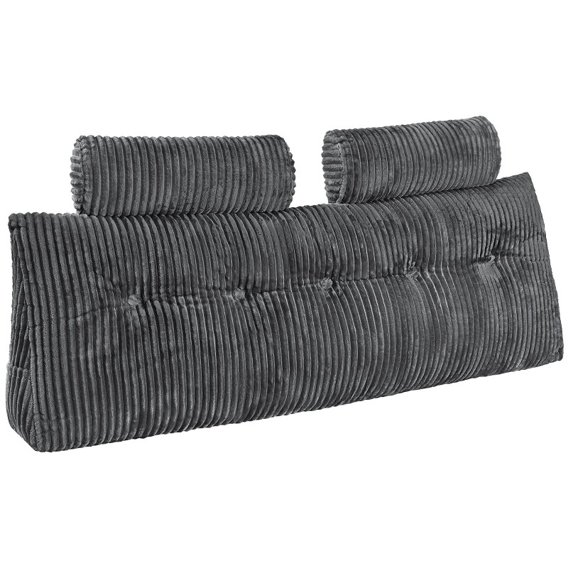 Kiilatyyny sängynpäätyyn queen-kokoinen irrotettava pestävä samettipäällinen kuituvaahtotäyte harmaa 2 niskatyynyä