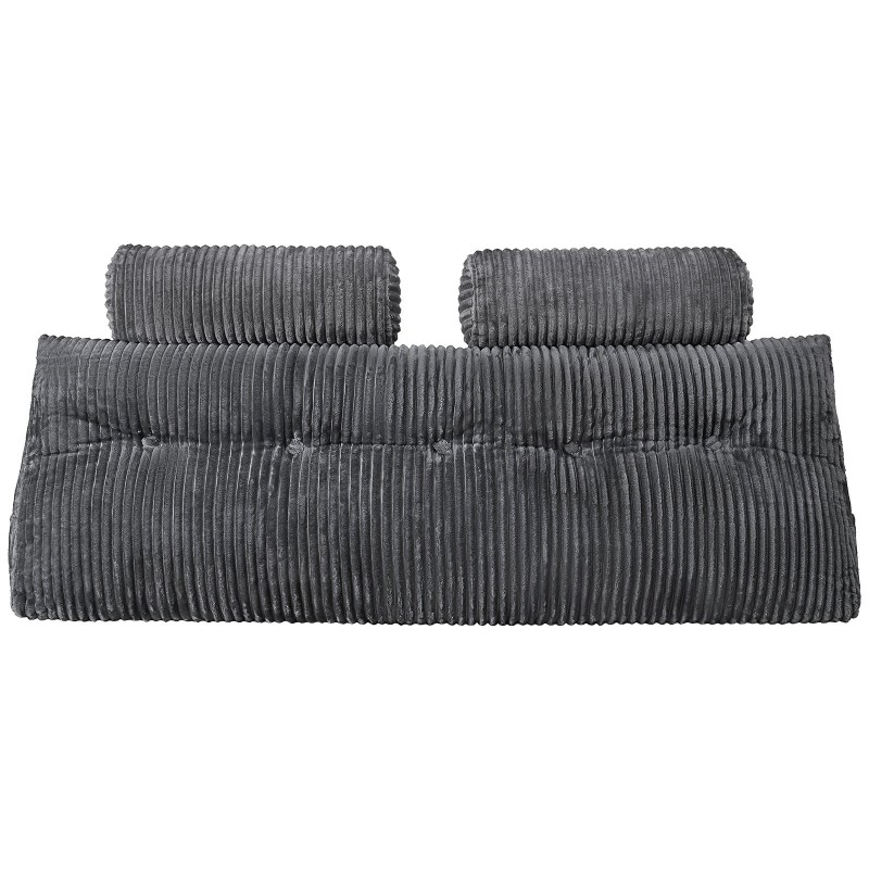 Kiilatyyny sängynpäätyyn queen-kokoinen irrotettava pestävä samettipäällinen kuituvaahtotäyte harmaa 2 niskatyynyä