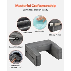 Lukutyyny sylitasolla samettipäällinen muistivaahto harmaa 3 taskua