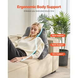 Selkätyyny silputulla muistivaahdolla samettipäällisellä 381×457×254mm harmaa kolmella taskulla