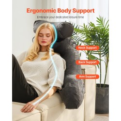 Tukityyny samettipäällisellä silputulla muistivaahdolla harmaa kolmella taskulla irrotettava niskatuki