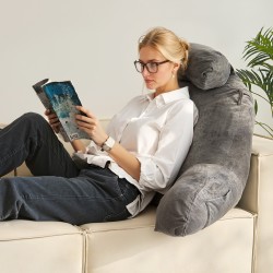 Tukityyny samettipäällisellä silputulla muistivaahdolla harmaa kolmella taskulla irrotettava niskatuki