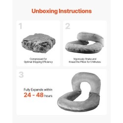 Suurikokoinen U-muotoinen seläntukityyny samettipäällisellä ja kuituvaahdolla 114x89x18cm harmaa