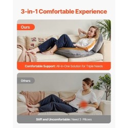 Suurikokoinen U-muotoinen seläntukityyny samettipäällisellä ja kuituvaahdolla 114x89x18cm harmaa