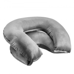 Suurikokoinen U-muotoinen seläntukityyny samettipäällisellä ja kuituvaahdolla 114x89x18cm harmaa