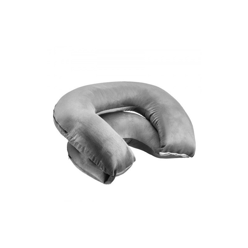 Suurikokoinen U-muotoinen seläntukityyny samettipäällisellä ja kuituvaahdolla 114x89x18cm harmaa