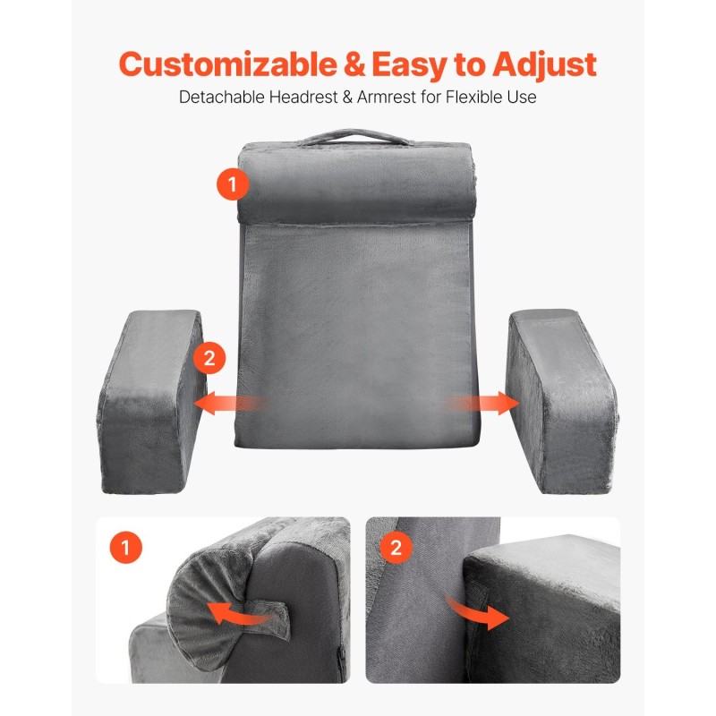 Lukutyyny samettipäällinen vaahtoydin 70x63x48 cm käsinojilla niskatyynyllä 3 taskua