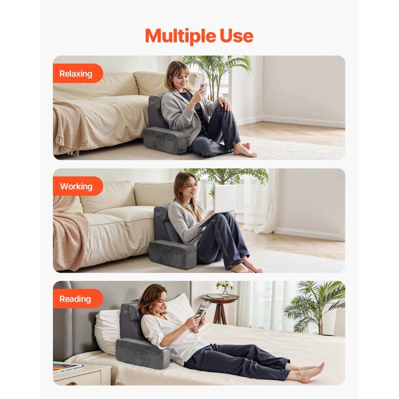 Lukutyyny samettipäällinen vaahtoydin 70x63x48 cm käsinojilla niskatyynyllä 3 taskua