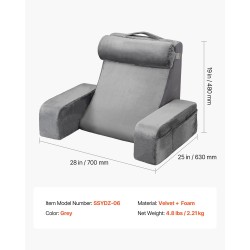 Lukutyyny samettipäällinen vaahtoydin 70x63x48 cm käsinojilla niskatyynyllä 3 taskua