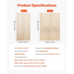 Täysikokoinen taitettava puinen sälepohja patjan tueksi 10 mm paksu