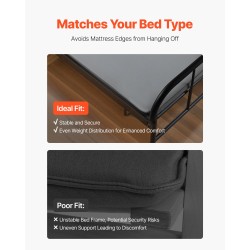 Sälepohja patjatuki puu 4-osainen queen-kokoinen 38 mm 200D Oxford-kangas harmaa