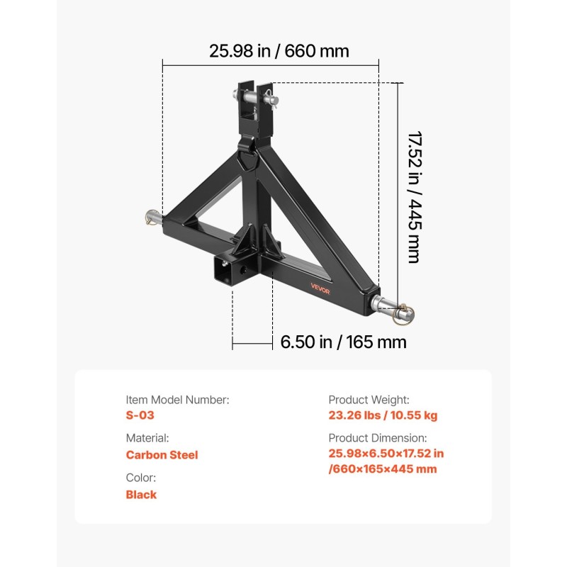 3-pisteen vetokuulan vastaanotin hiiliteräksinen 2-tuumaiselle vetokuulalle 3000 paunan kantavuus