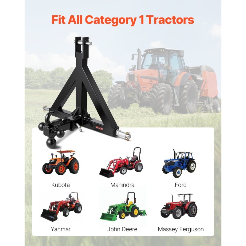 3-pisteen vetolaite 2 tuuman vastaanotin hiiliterästä ruosteenestopinnoitettu