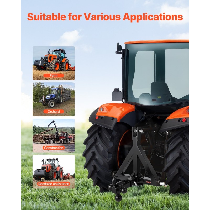 3-pisteen vetolaite 2 tuuman vastaanotin hiiliterästä ruosteenestopinnoitettu