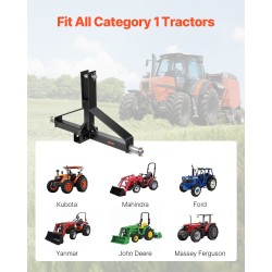 3-pisteen peräkoukku 2-tuuman vetokuulapesällä hiiliterästä musta luokan 1 traktoreille